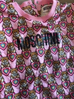 Moschino Pink Teddy Bear Heart Print Tee